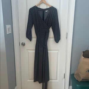 GAP Black Patterned Long Sleeve Jumpsuit
